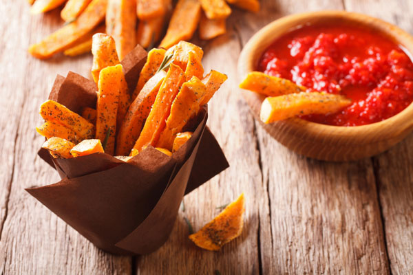 Sweet Potato Fries with Red Pepper Sauce