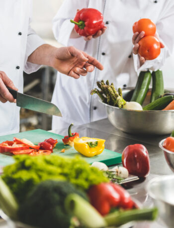 Restaurant Kitchen with working chefs.