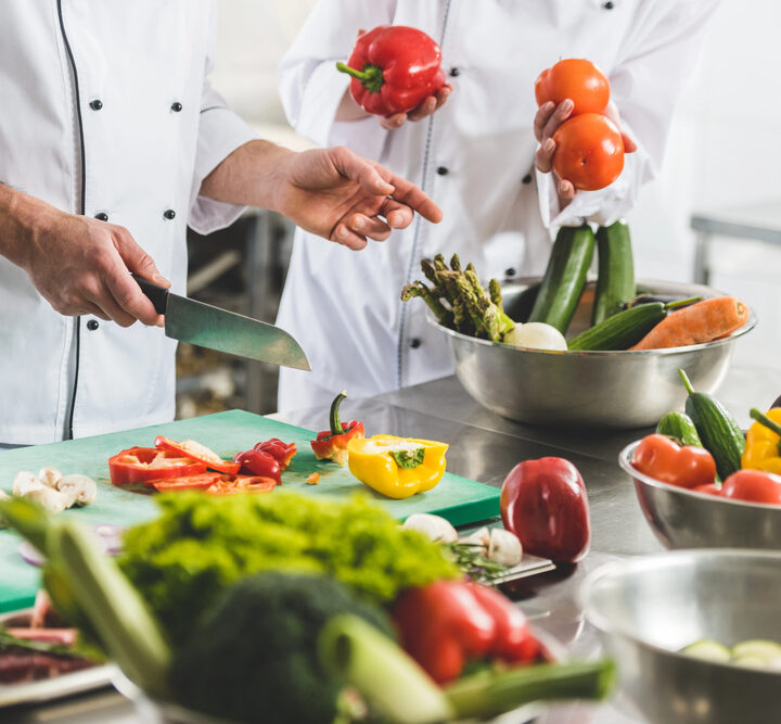 Restaurant Kitchen with working chefs.