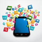 Smart phone graphic showing multiple apps.