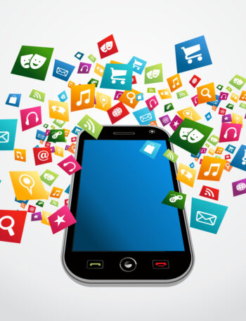 Smart phone graphic showing multiple apps.