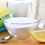 Natural cleaners, baking soda, lemon, salt and vinegar.