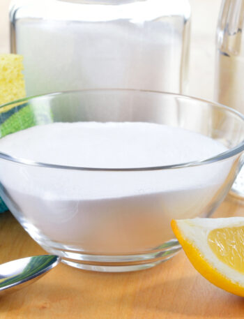 Natural cleaners, baking soda, lemon, salt and vinegar.