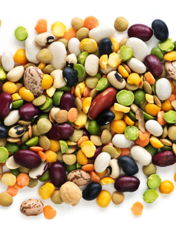 Colorful Miscellaneous Legumes on white background