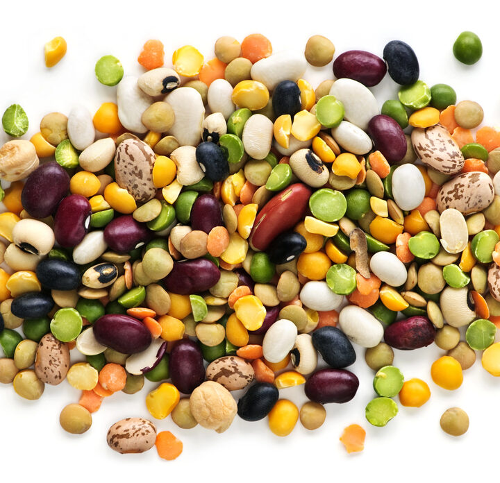 Colorful Miscellaneous Legumes on white background
