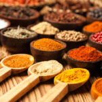 Display large colorful display of various spices