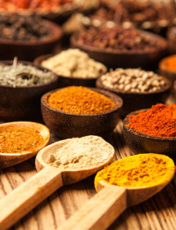 Display large colorful display of various spices