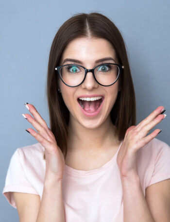 Woman with a very surprised look.