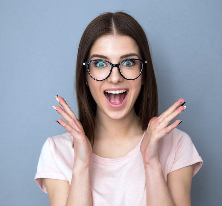 Woman with a very surprised look.