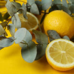 Eucalyptus leaves and lemons.