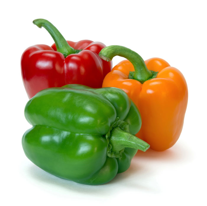 Red, Orange, and Green Bell Peppers
