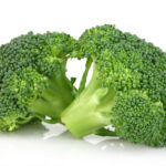 Broccoli Florets on a white background.