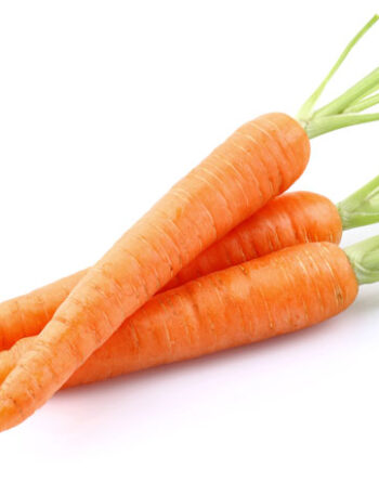 3 whole carrots on a white background.