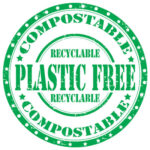 Compostable, plastic free, recyclable green graphic.