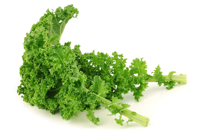 Kale leaves on a white background.
