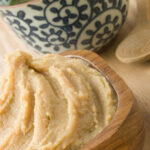 Miso paste in a wooden bowl.