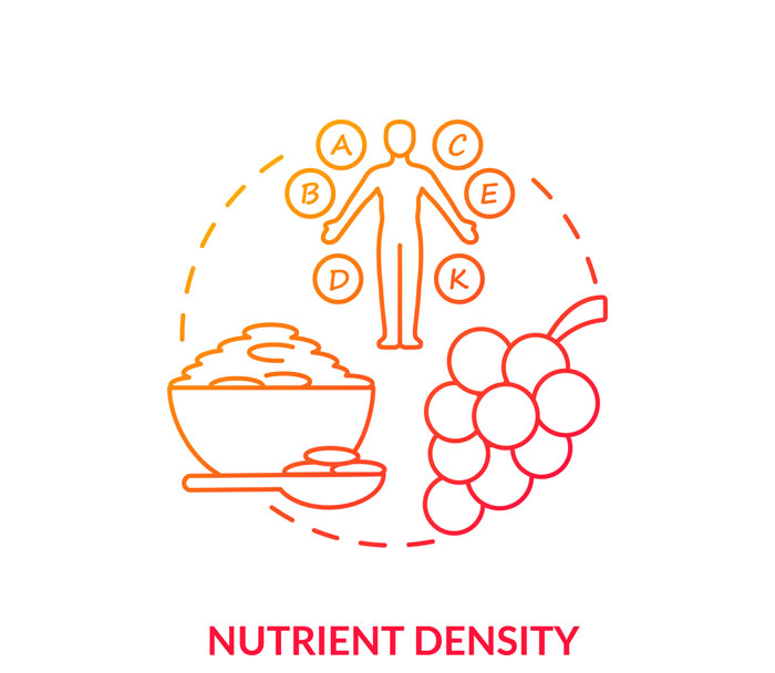 Nutrient Density Graphic Design of Cereal and Grapes