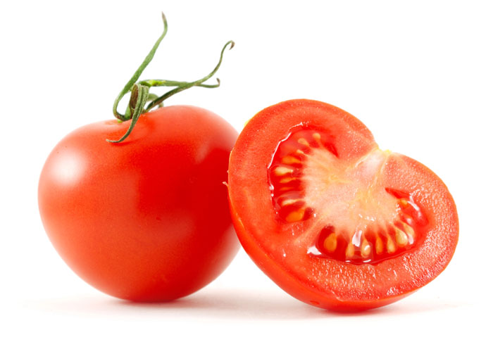 Tomatoes on a white background.