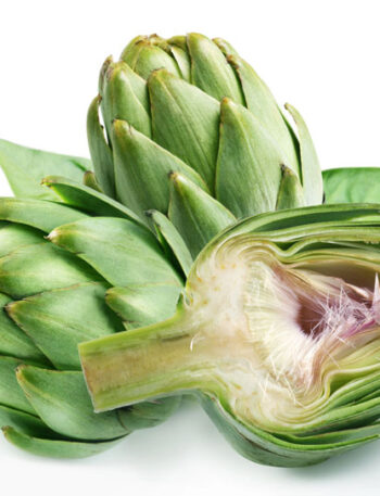 3 artichokes, one halved
