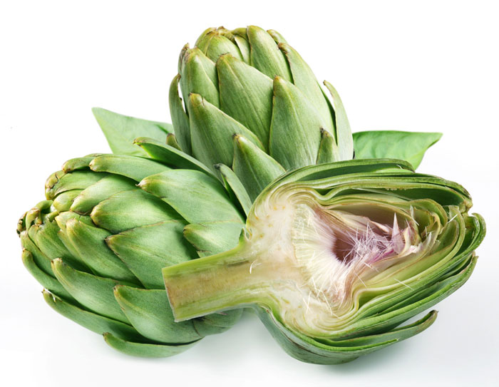3 artichokes, one halved
